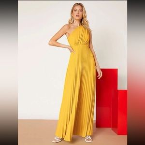 New one shoulder pleated maxi dress